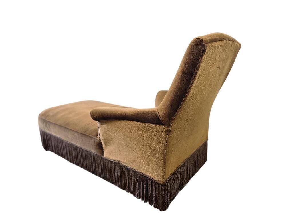 Chaise longue vintage / fauteuil / méridienne avec franges