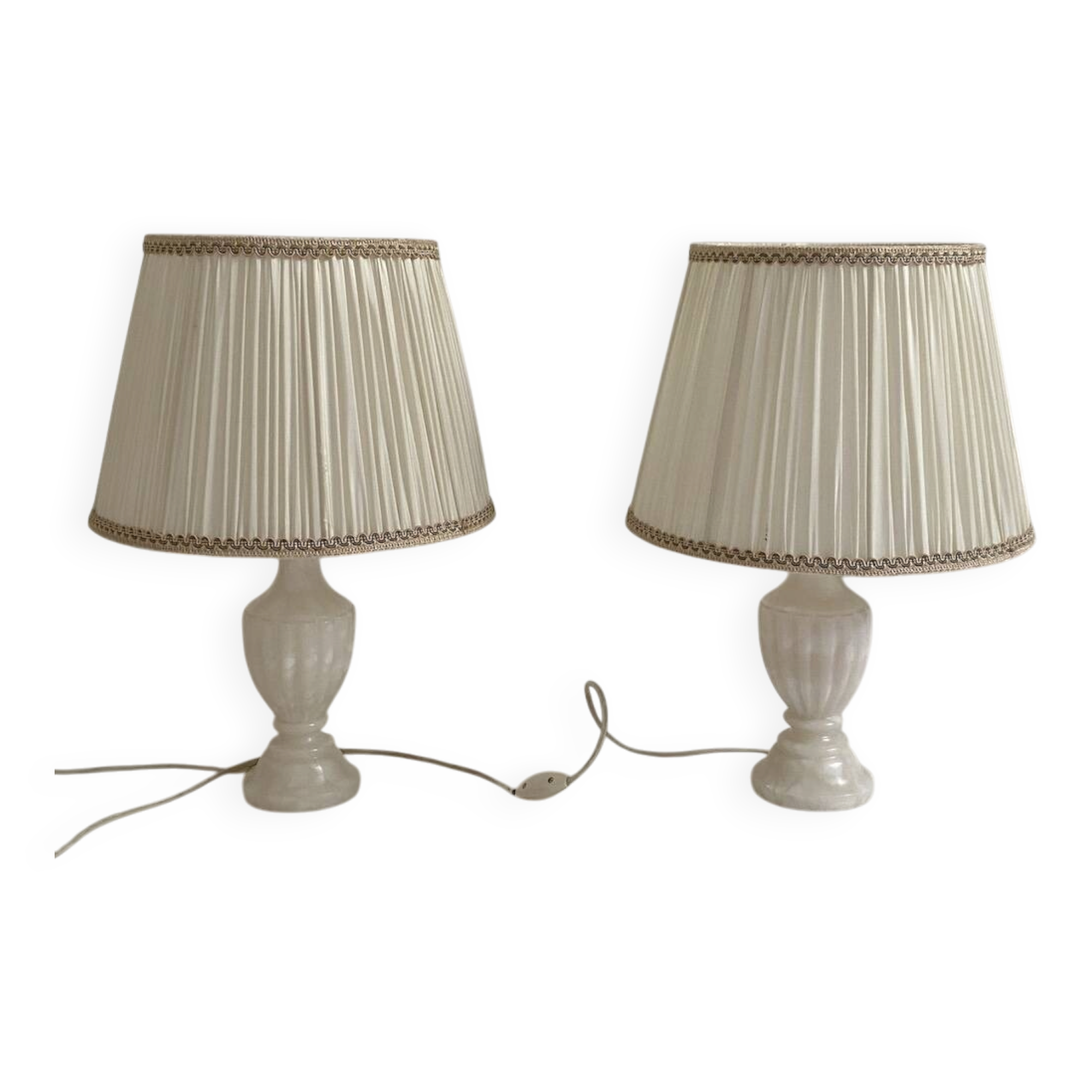 Pair of vintage 1970s alabaster table lamps