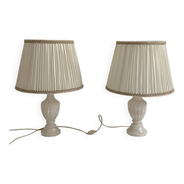 Pair of vintage 1970s alabaster table lamps