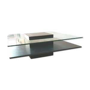 Table basse carrée chêne - verre