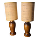 pair of Scandinavian wooden lamps with straw lampshade 41x15