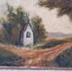 Oil painting on cardboard framed vintage landscape