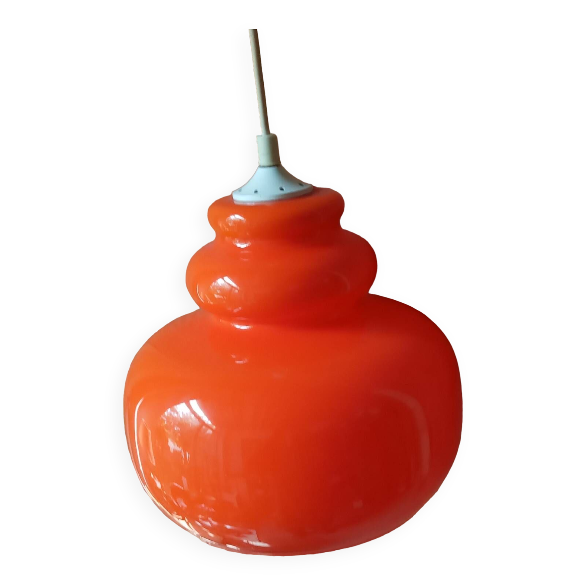 Orange opaline pendant light, 60s/70s