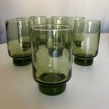 Set de 8 verres gobelets 1960 en verre vert