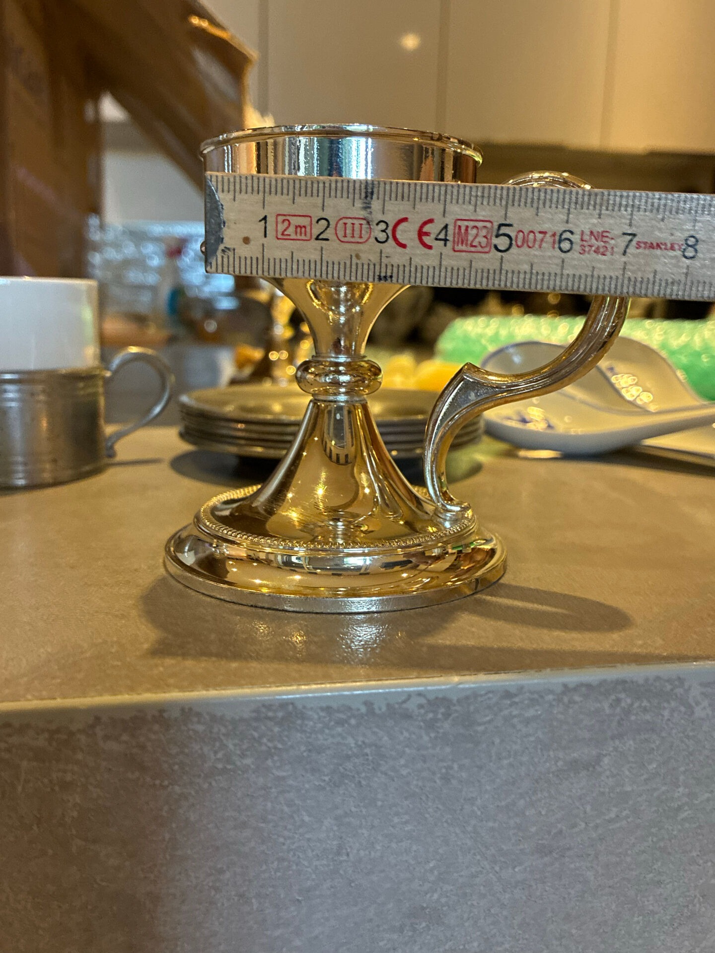 Pair of vintage silver-plated candlesticks with handles