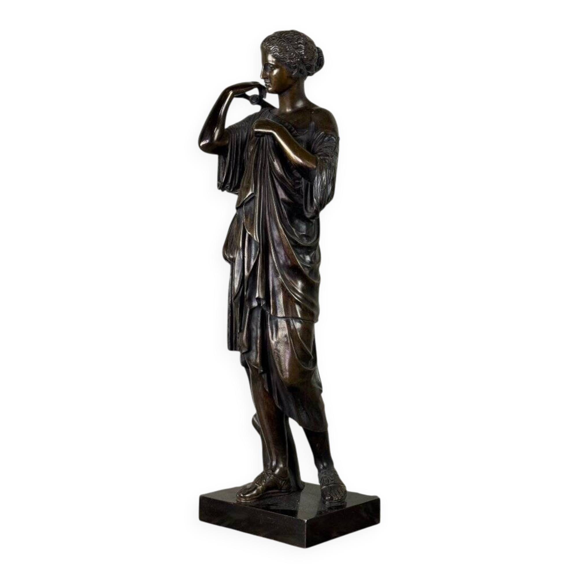 Diane de Gabies, bronze after the antique, brown patina, 19th century