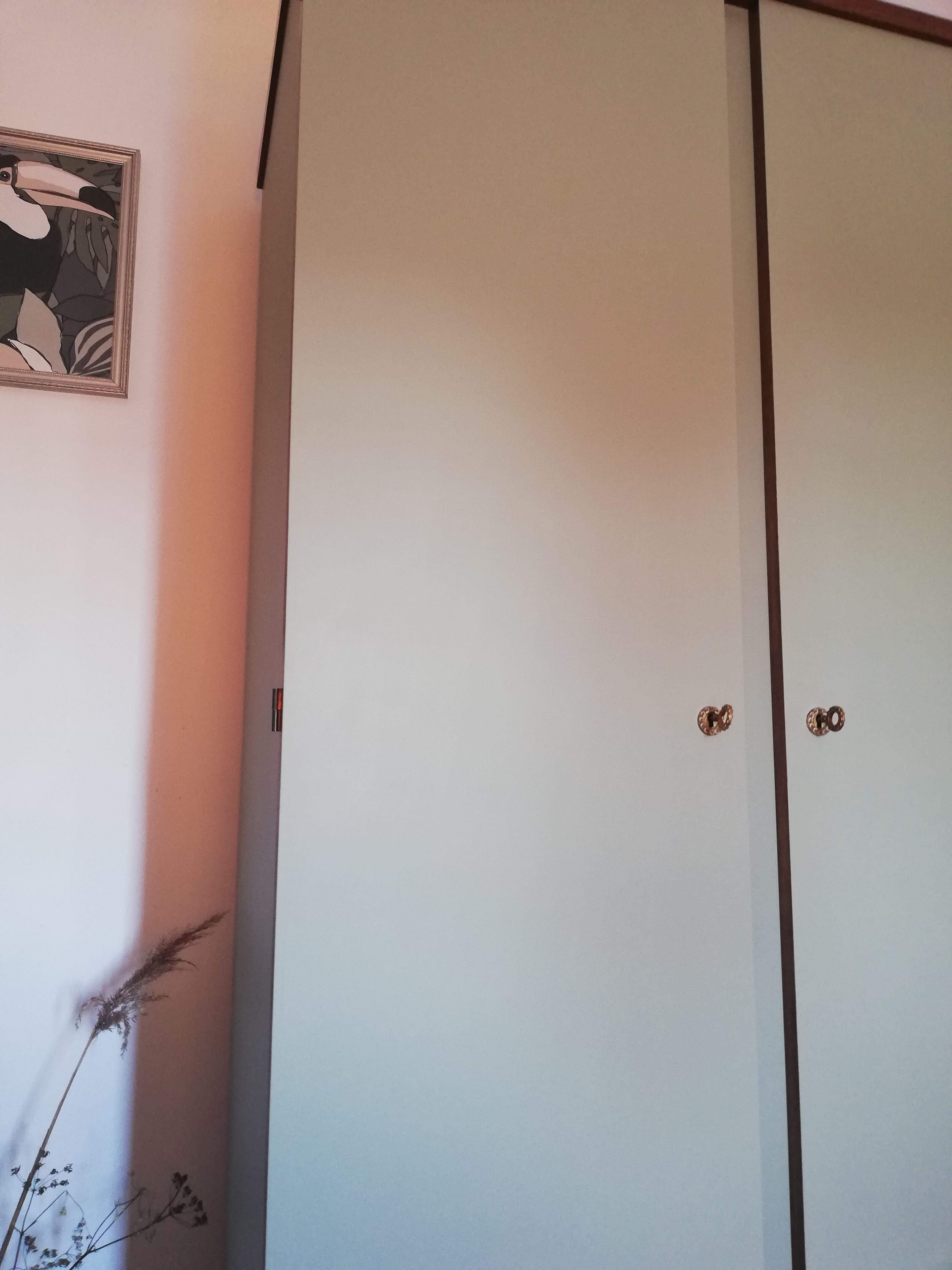 Armoire années 50 chêne et kaki clair