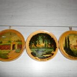 Lot de 3 petits tableaux peints sur bois
