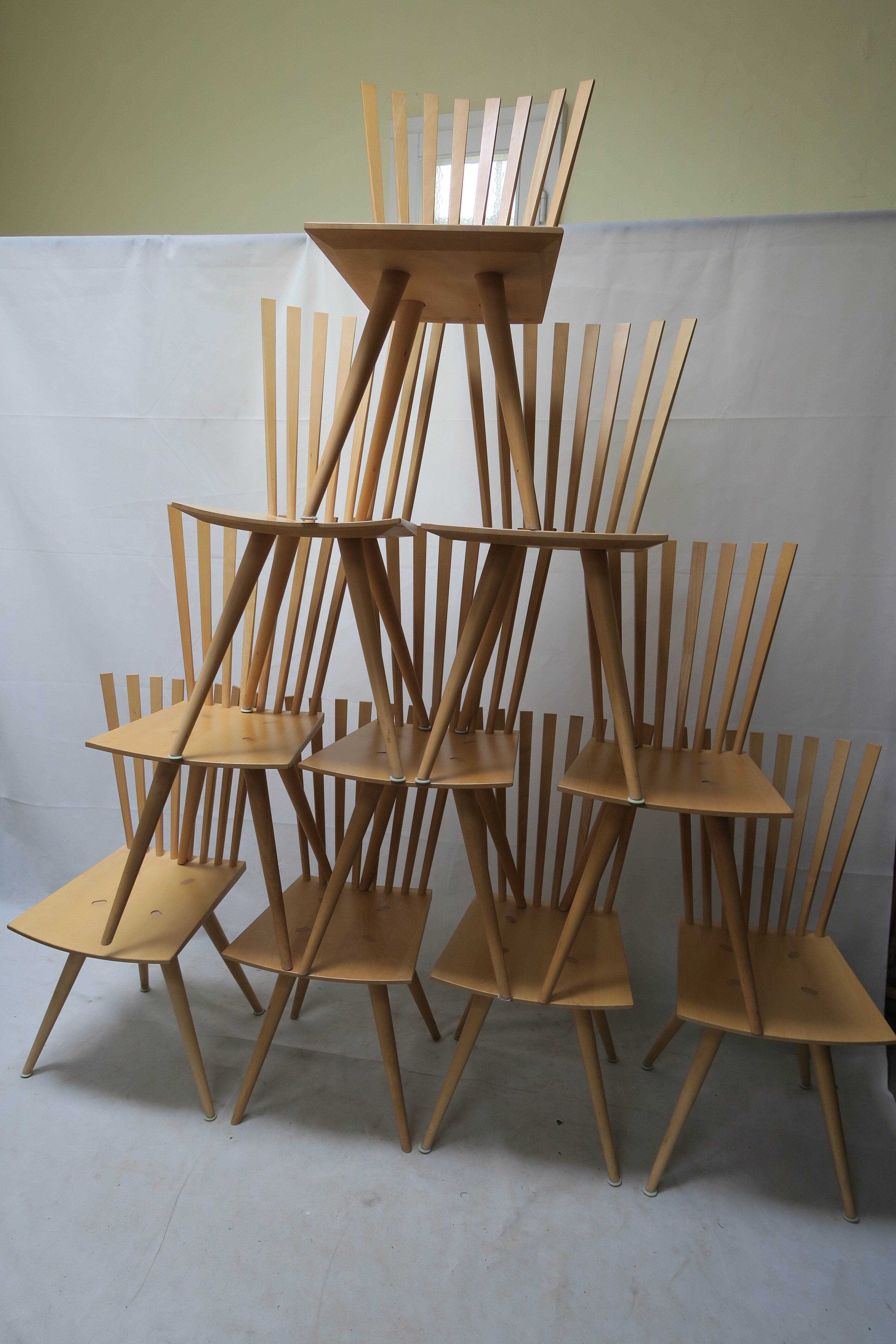 Mikado Chairs by Johannes Foersom and Peter Hiort-Lorenzen for Fredericia, 1990s, Set of 10