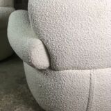 Armchairs (the pair) ecru in curly wool