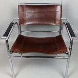 Pair of armchairs chromed metal and leather, 60 years