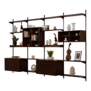 Kai Kristiansen rosewood wall unit with 2 lamps for FM Mobler, Denmark 1960s