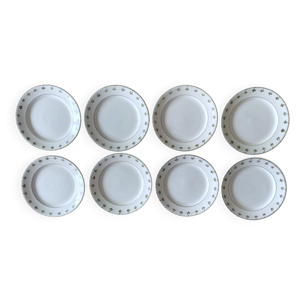 8 assiettes plates anciennes en faïence de Nimy