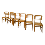 Ensemble de 6 chaises Pierre Cruège 1950’s