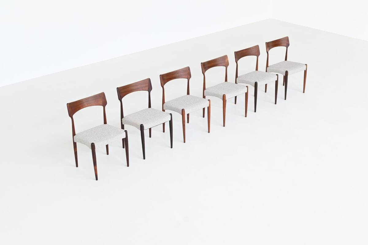 Bernhard Petersen dining chairs in rosewood by Christian Linnebergs, Denmark, 1960