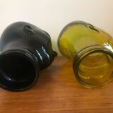 Ancienne tête à chapeau en verre jaune vintage
