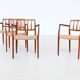 Niels Otto Moller model 66 armchairs teak and paper cord Denmark 1974