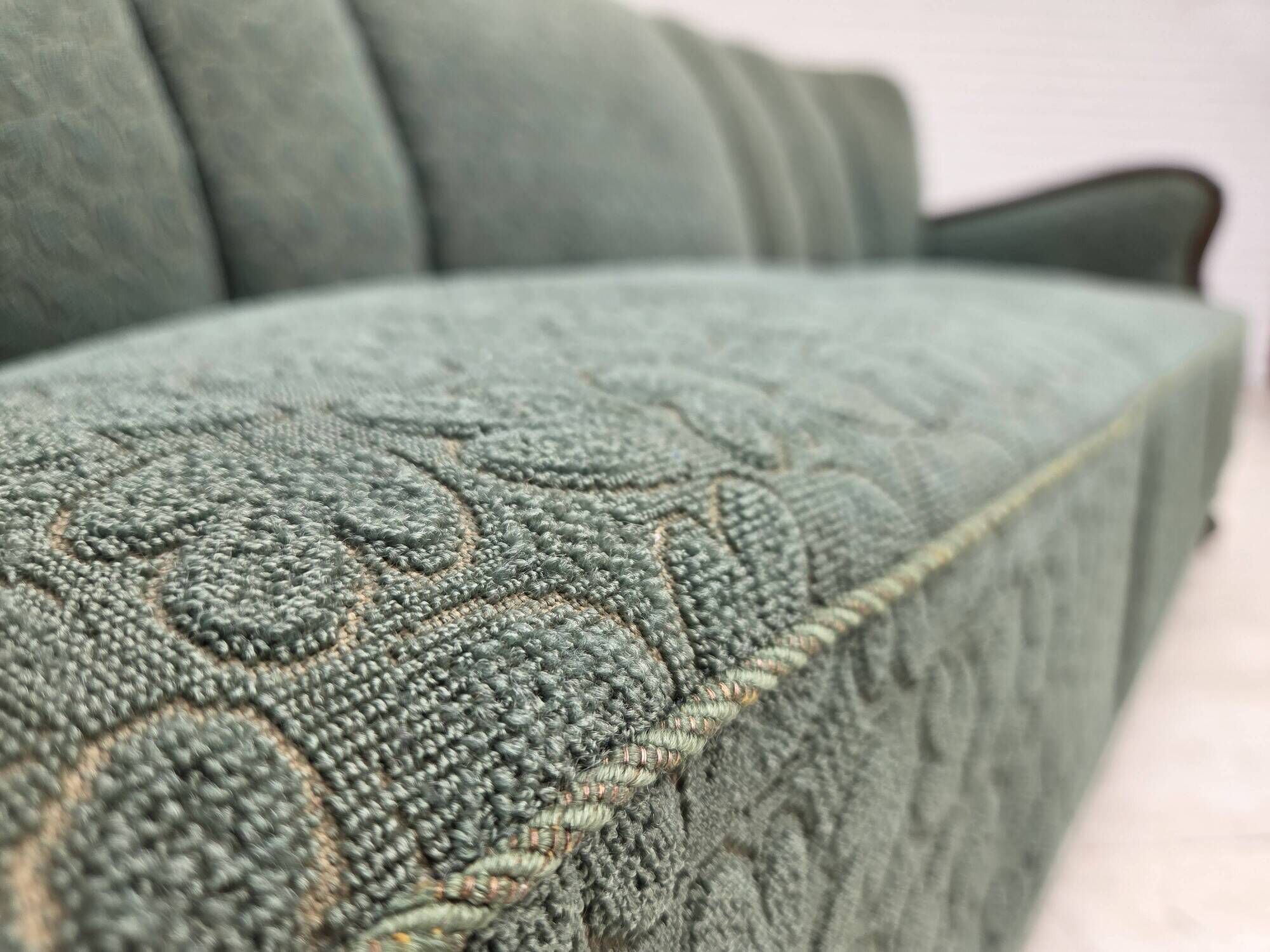 1960s, Danish 3-seater sofa, furniture wool, oak wood.