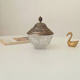 Vintage chiseled glass and tin candy box