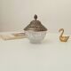 Vintage chiseled glass and tin candy box