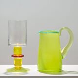 Pair of Miami Wine Glasses in Yellows & Greens