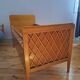 Solid wood and rattan baby bed from the 1960s