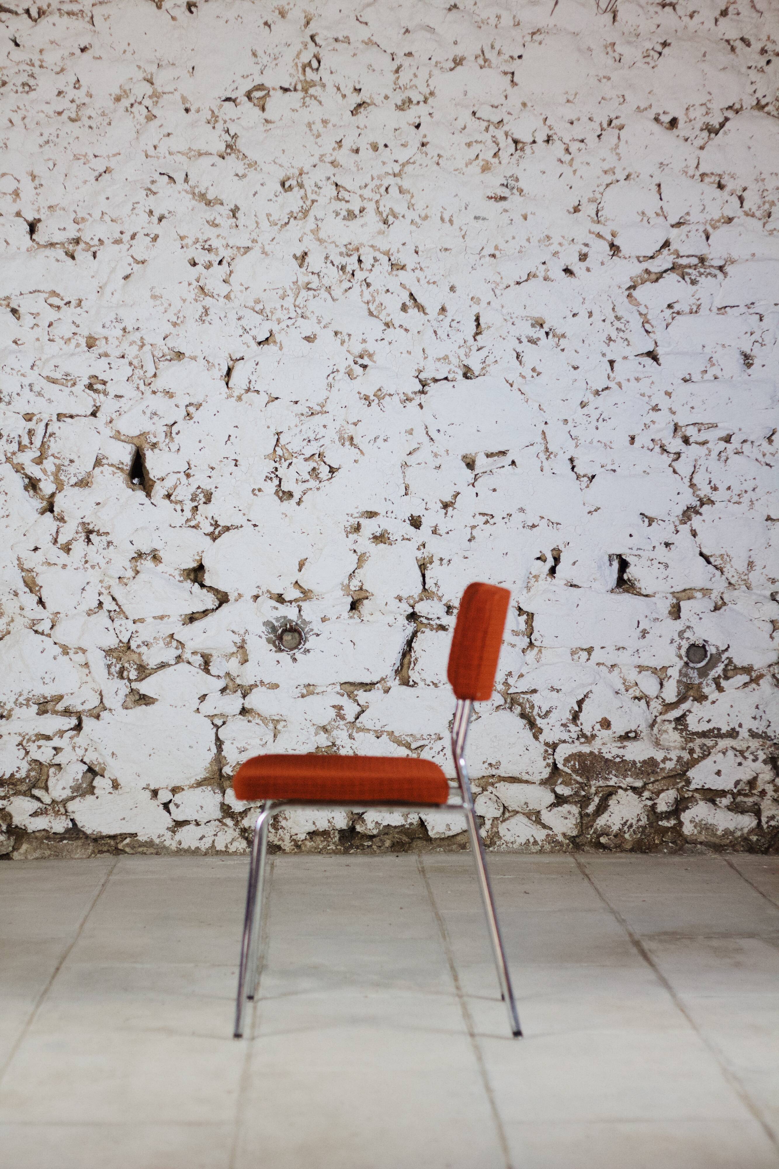 Vintage orange velvet chair, 1970