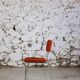 Chaise vintage velours orange, 1970