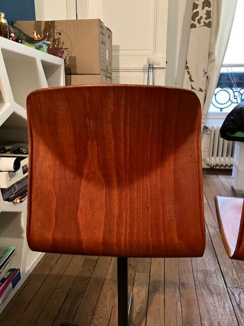 Pair of vintage wood and metal chairs for school desk