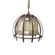 Vintage rattan pendant lamp with glass shade and cord accent
