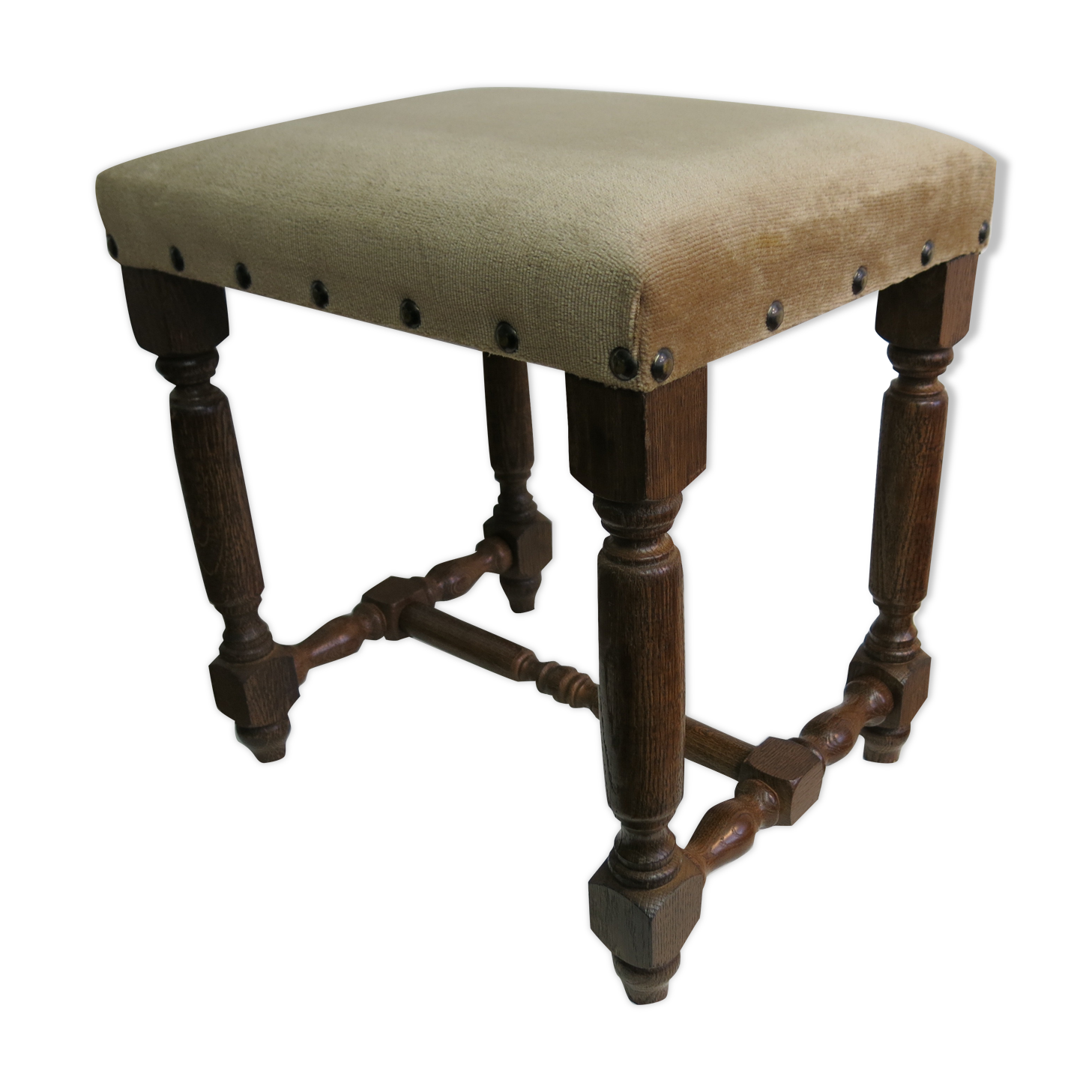 Footrest in solid wood and velvet
