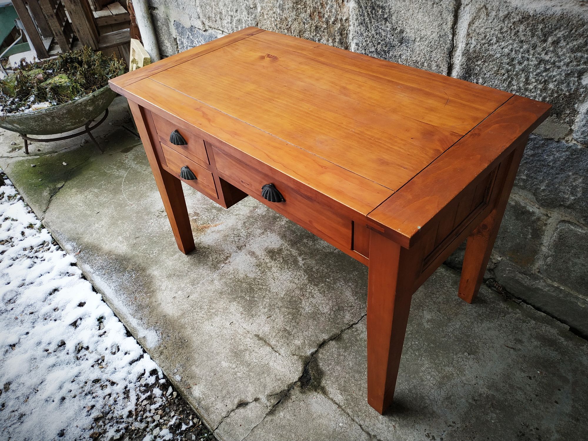 Old solid wood desk