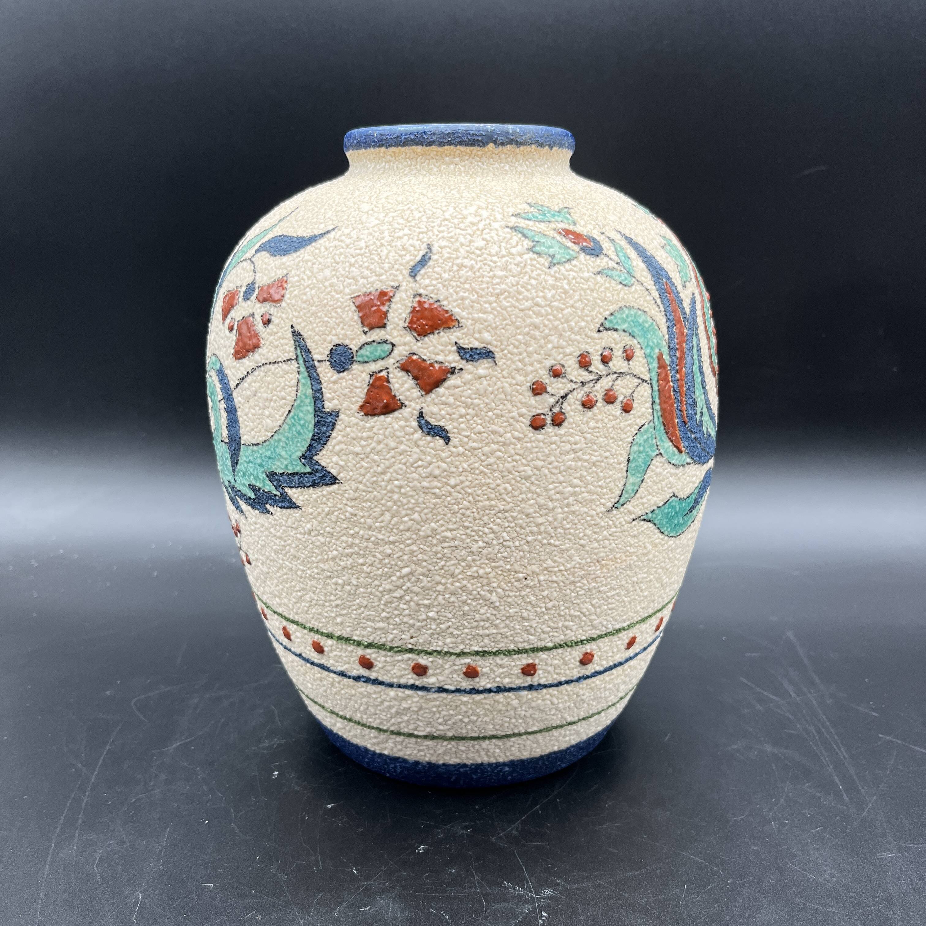 Art Deco ceramic vase Floral decor flowers