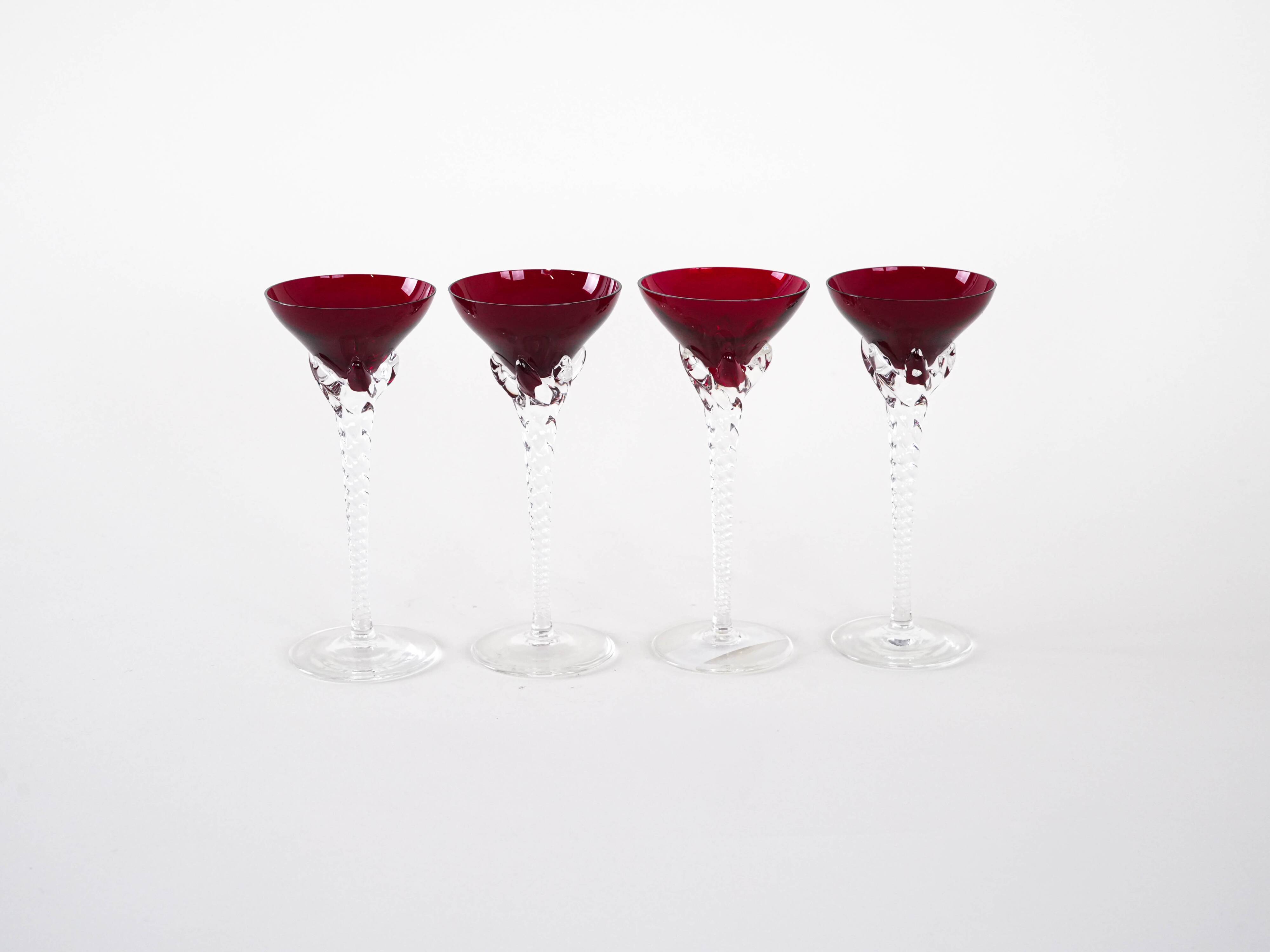 Set of ruby glasses, Danish design, 1970s, manufactured in Denmark