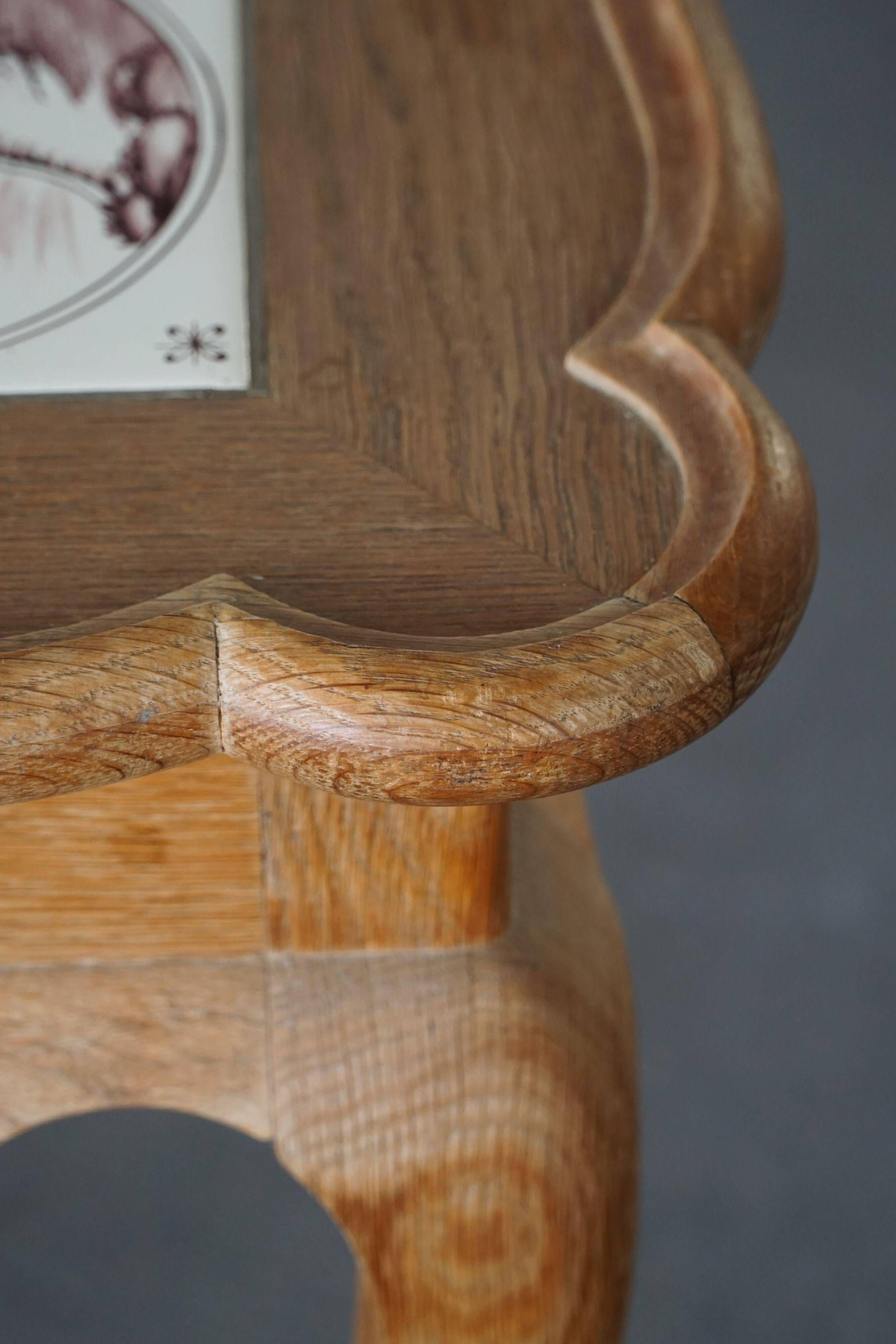 Modern Danish oak coffee table/console with tiled top, Frits Henningsen, 1950s.