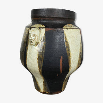 Abstract Ceramic Studio Pottery Vase "Heads" Gerhard Liebenthron, Germany, 1970s