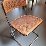 Set of 4 TIVIR chairs in cane and chrome metal.