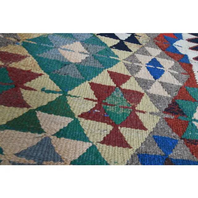 Turkish Vintage Oushak Runner Handwoven Wool Colorful Runner Rug 97x302