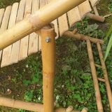 Pair of bamboo deck chairs, deckchairs