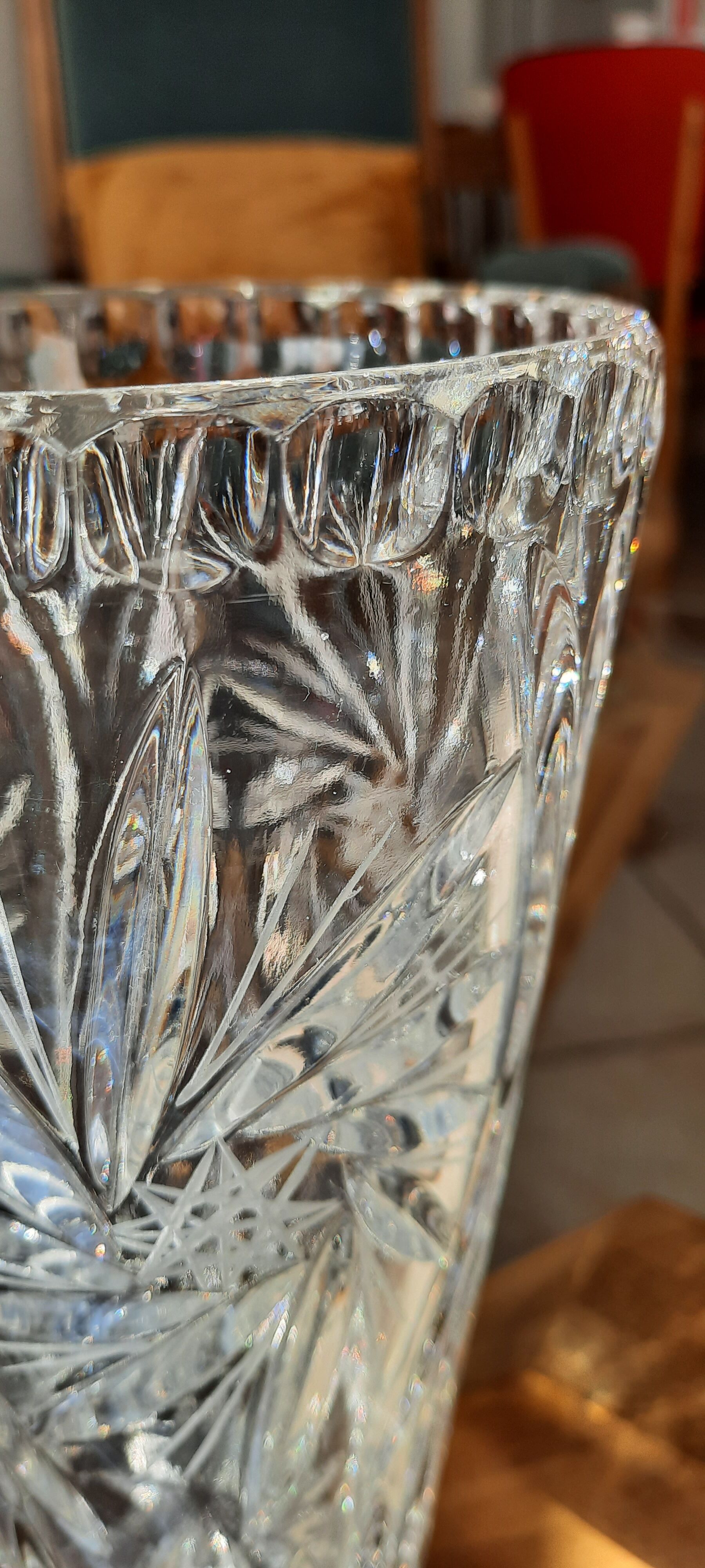 Vintage hand-cut Bohemian crystal vase