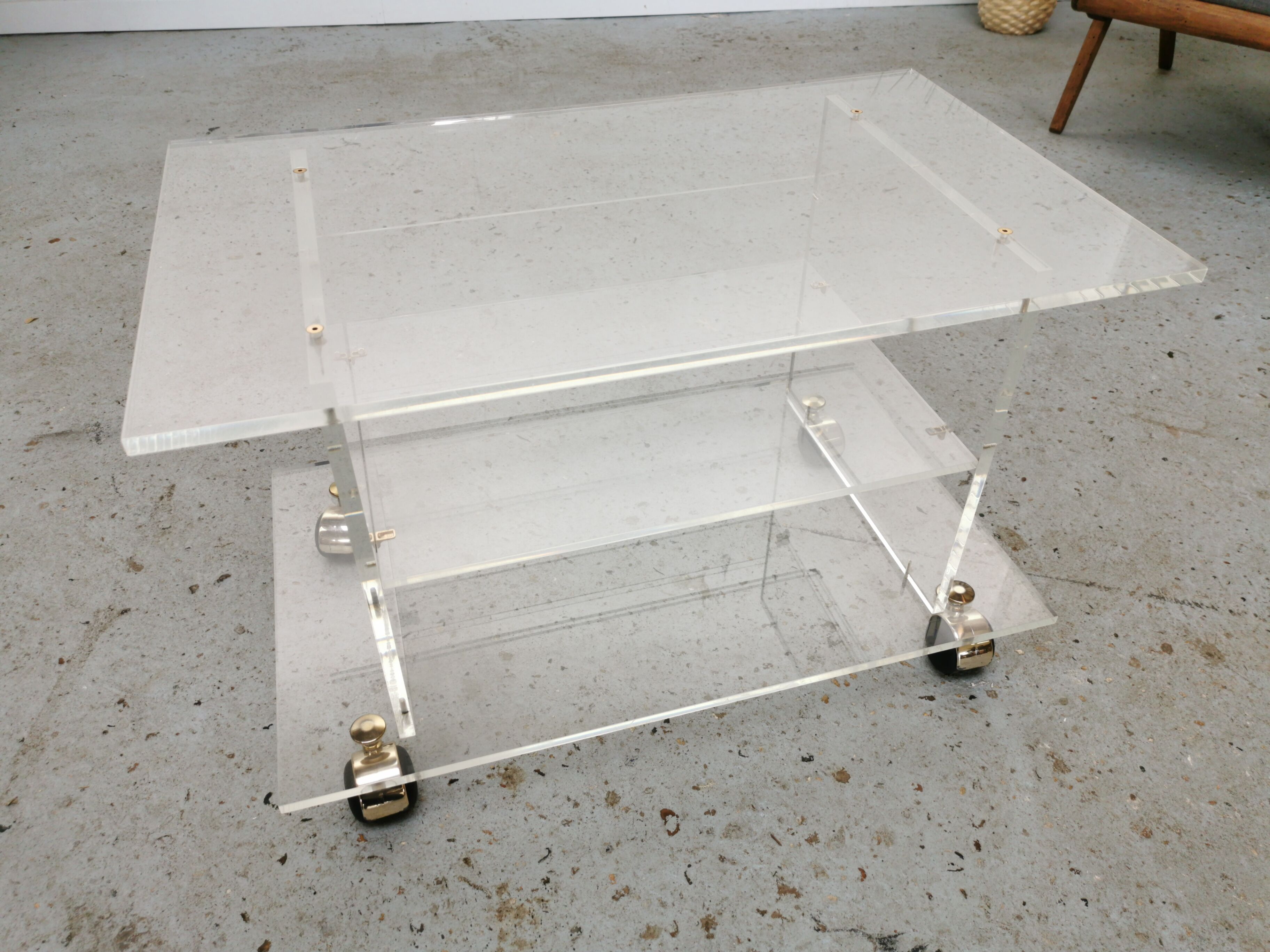 Vintage TV furniture David Lange plexiglass