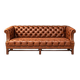 Chesterfield sofa / Brown cognac leather / Deep buttoned / 1980s