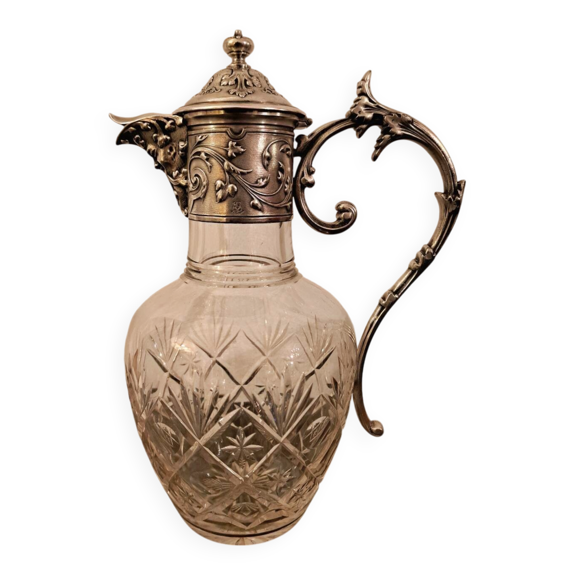 Gallia Christofle crystal and silver-plated metal jug