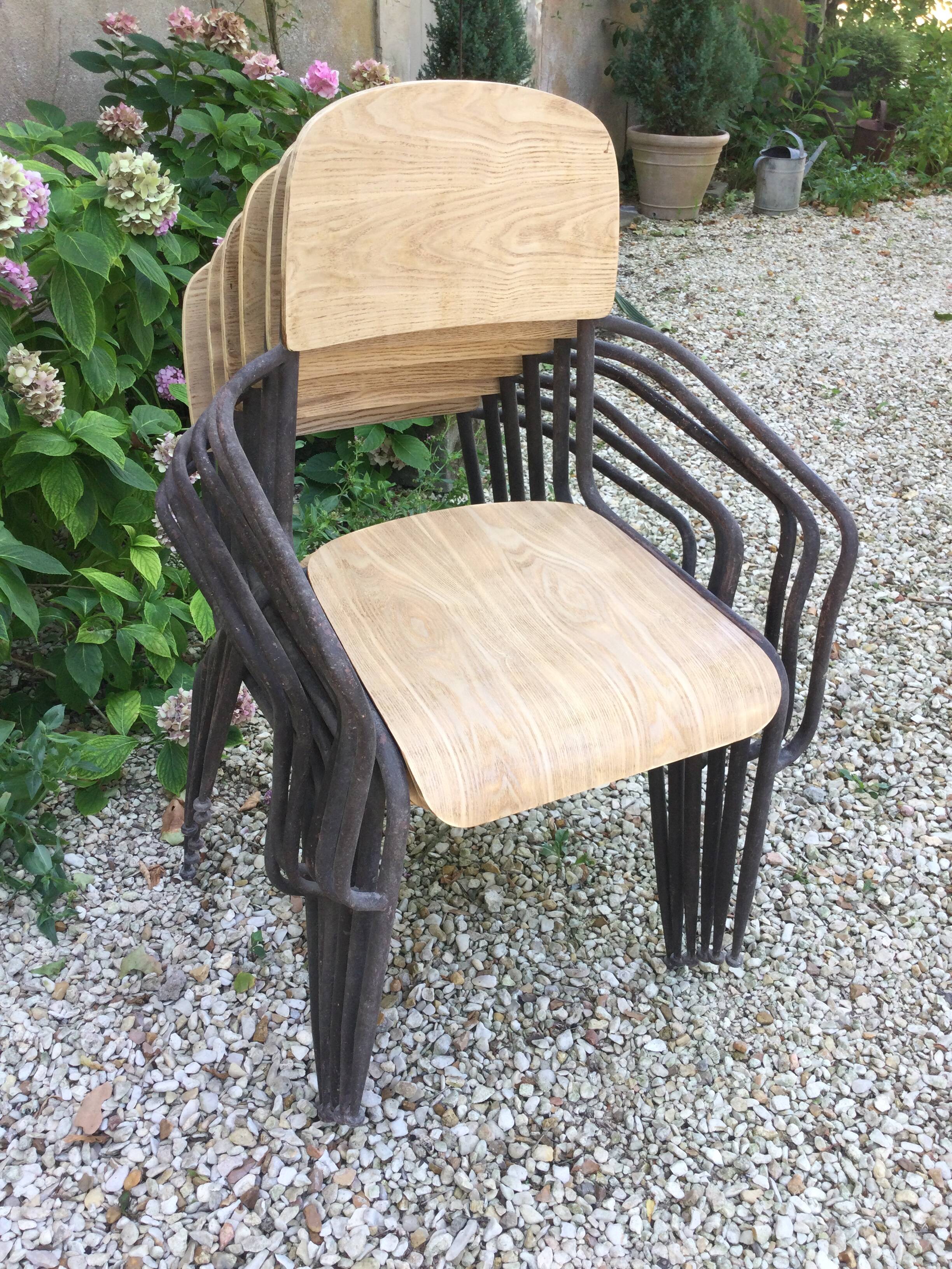 Lot de 6 chaises bois et fer