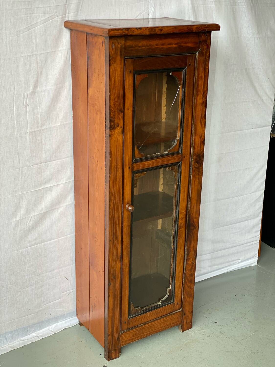 Vintage solid wood column display cabinet