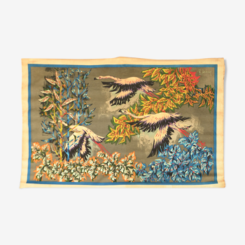 Tapestry by Robert Debiève "The flight of flamingos"