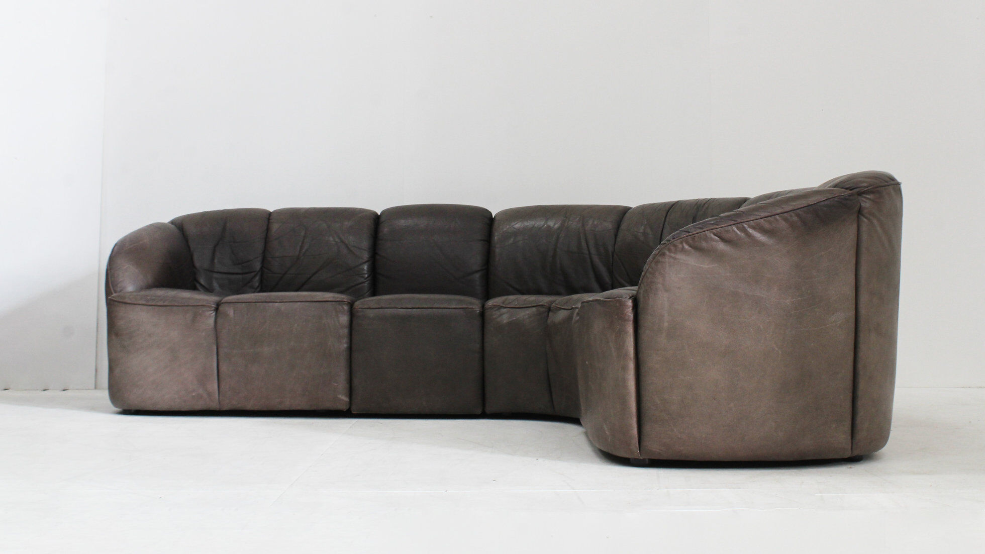 Vintage modular leather sofa and armchair Walter Knoll Piccolino 1960s