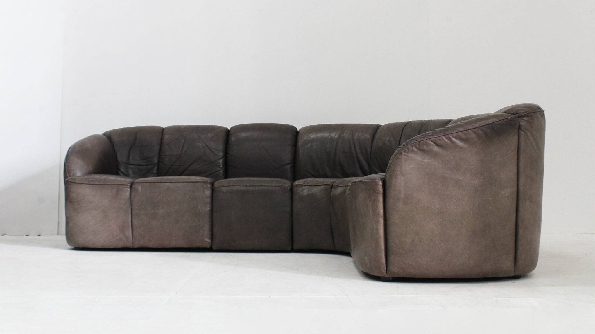 Vintage modular leather sofa and armchair Walter Knoll Piccolino 1960s