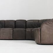 Vintage modular leather sofa and armchair Walter Knoll Piccolino 1960s