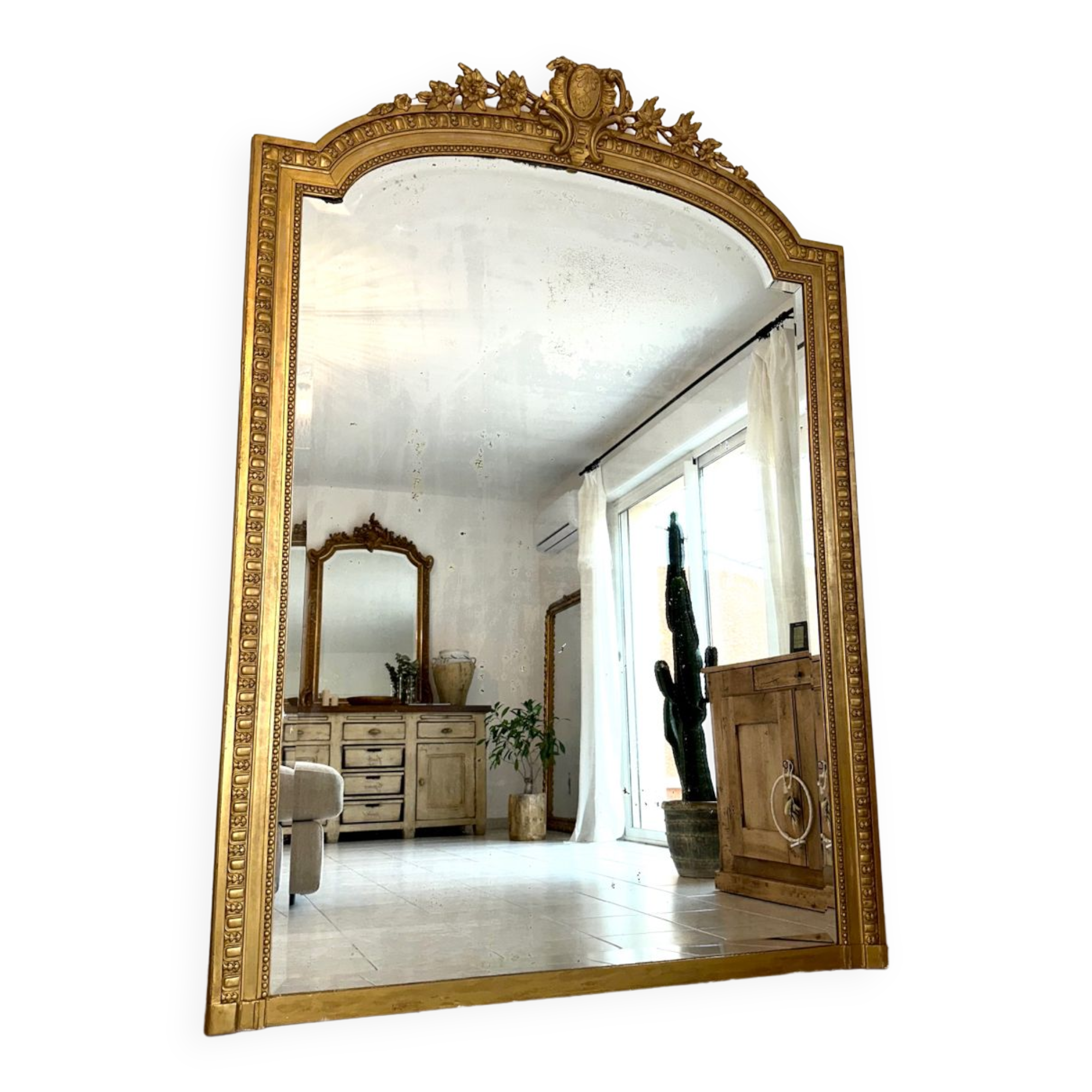 Antique mirror with 19th century pediment